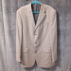 Oscar de la Renta Tan Wool Check Blazer Size 44XL